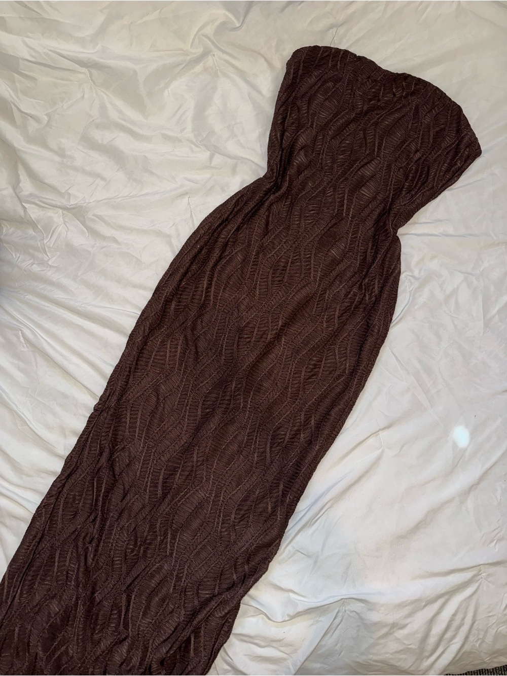 Club L London Strapless Chocolate Brown Evening Dress
